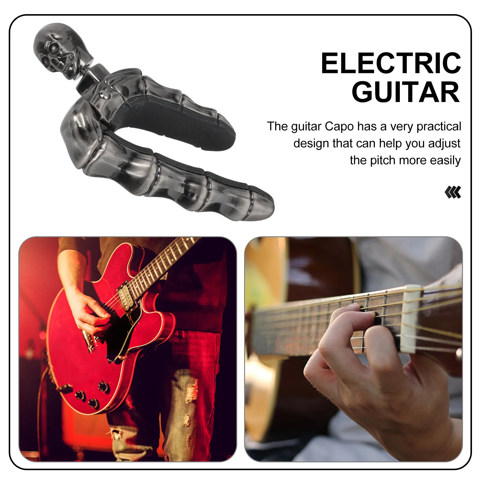 

Guitar Capo with Skull Head Ghost Finger Design Exquisite Portable Tuning Clip Multi Function Capo for Convenient Adjustment
