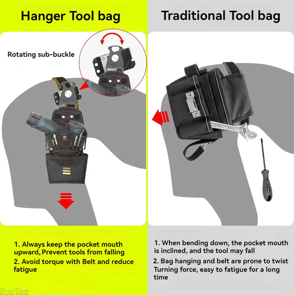 Shanrya Adjustable Tool Bag Extender Strap – Black, Portable Electric Drill Carrier Belt For Repair Work