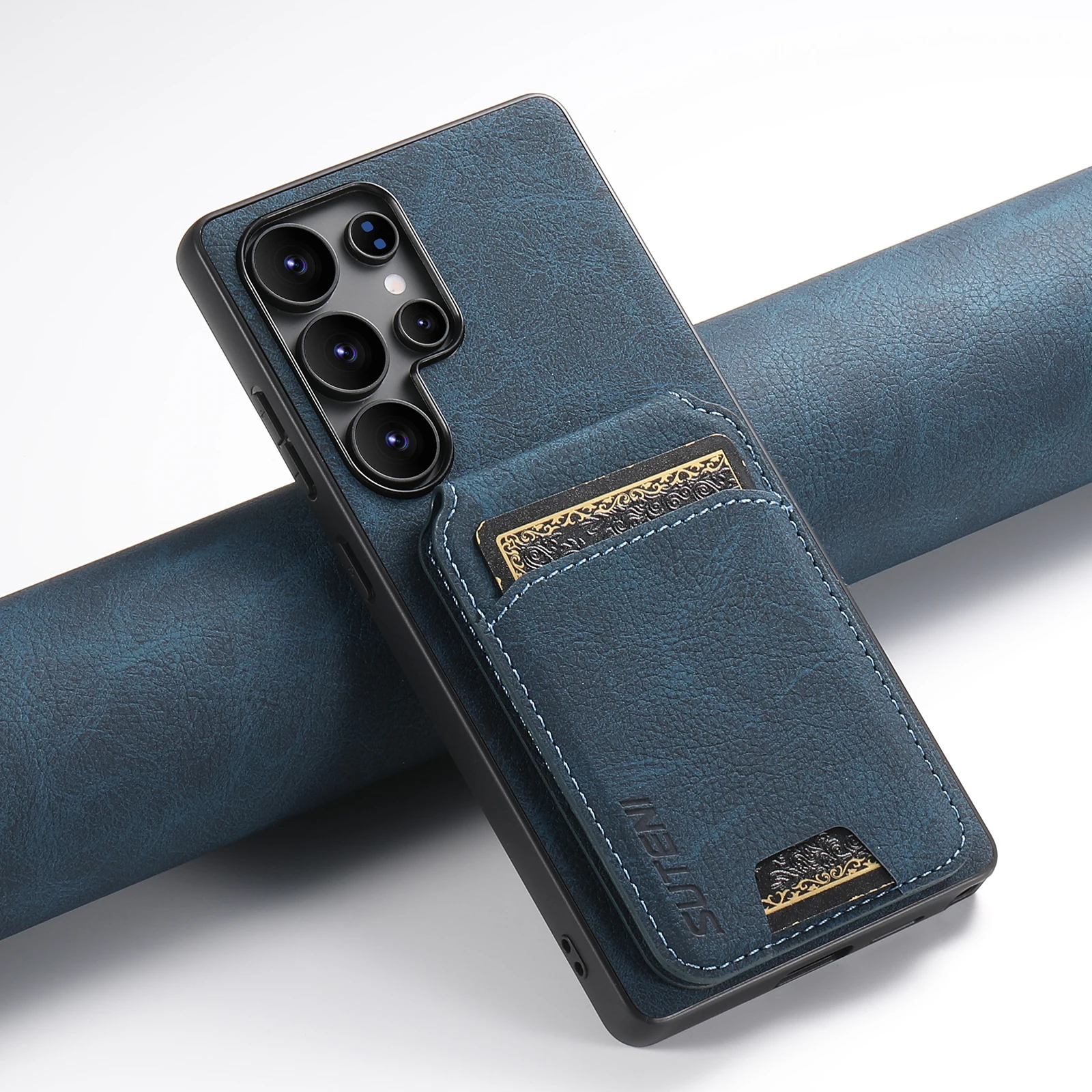 SUTENI Luxury Faux Leather Stand Card Holder Phone Case Feel For Samsung Galaxy S26 Ultra S25 Plus S24 S23 S22 Note20
