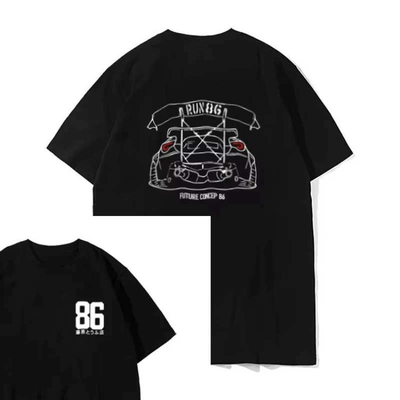 

Motorcycle acing modified car hip-hop sports music street fitness summer loose men's top girls' T-shirt couple style