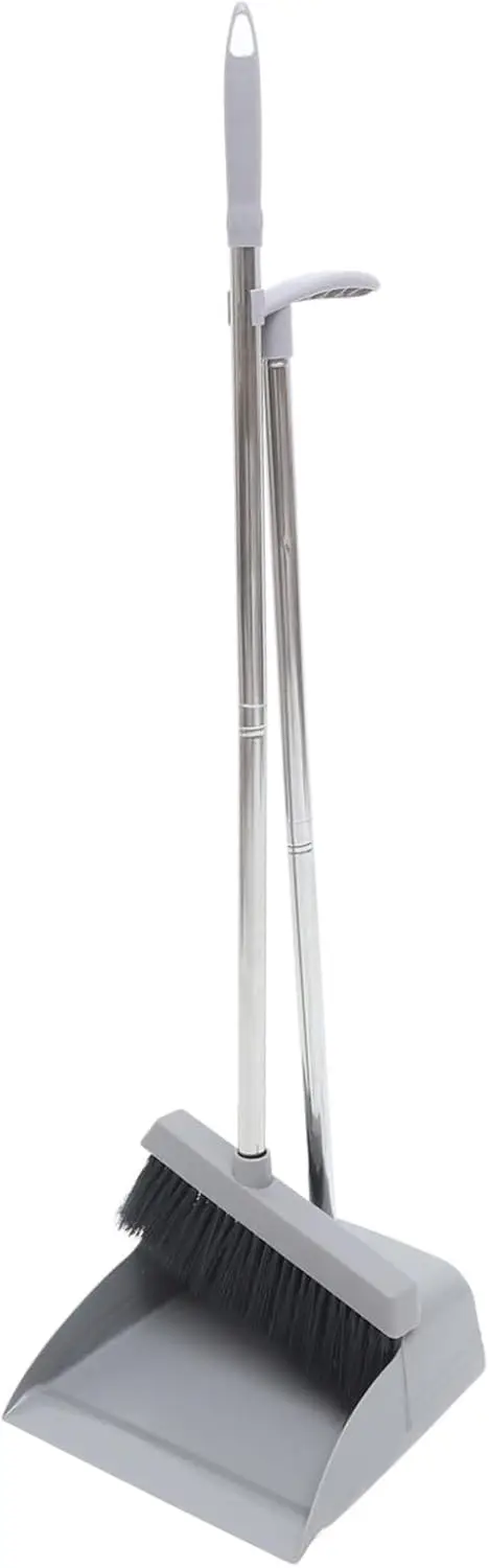 

Набор: метла с длинной ручкой 33,5 дюйма и прочный металлический совок для легкой уборки дома, кухни и улицы