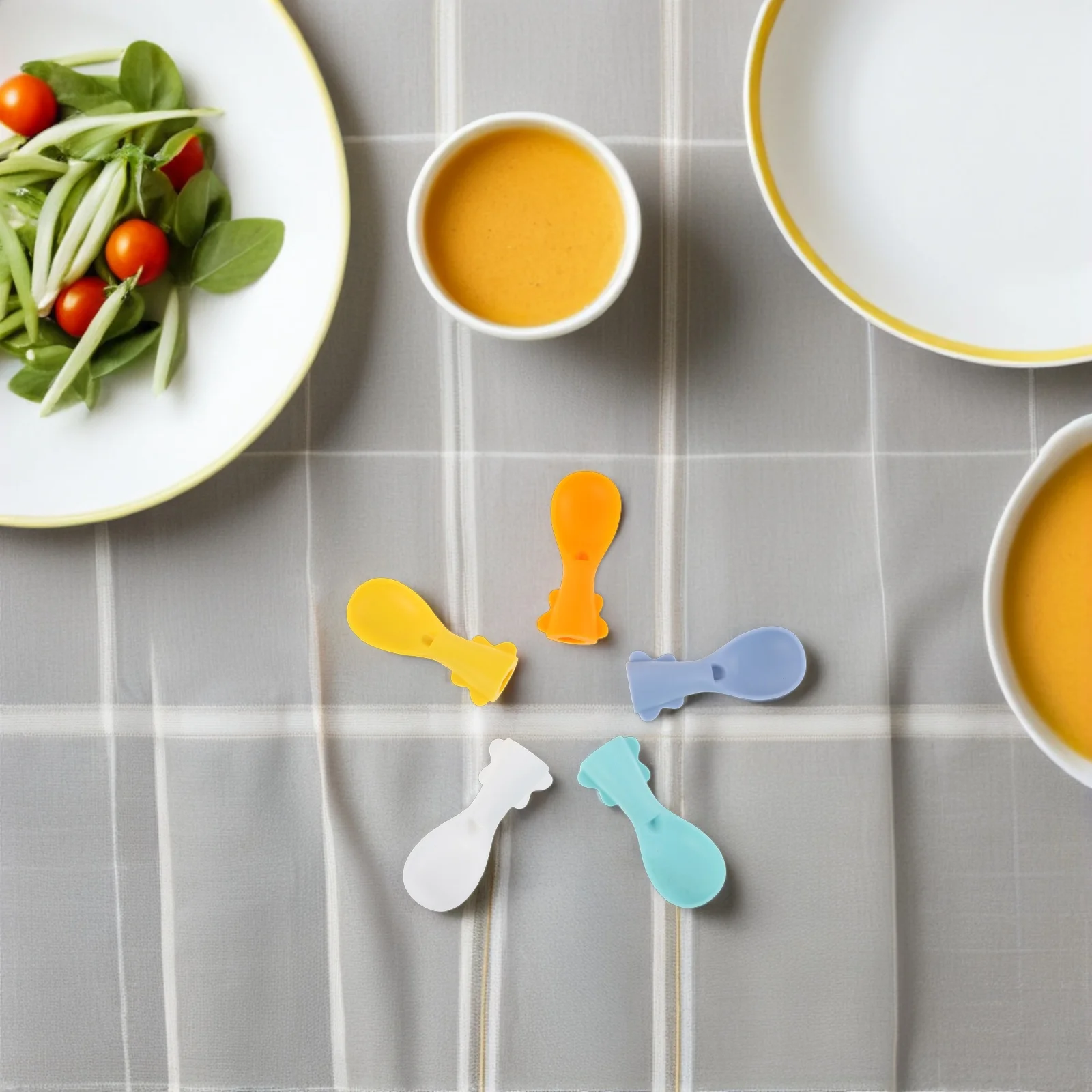 

5Pcs Baby Food Squeeze Spoon Silicone Pouch Attachments Gentle Gums Dishwasher Safe Toppers Baby Puree Spoon Food Pouch Toppers