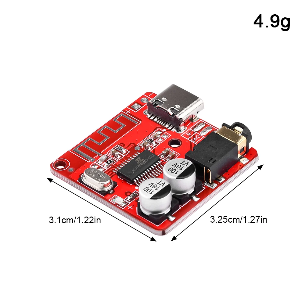 Bluetooth Audio Receiver Board Bluetooth 5.1 MP3 Lossless Decoder Micro USB 3.5mm Audio Output Amplifier Module Type-C 3W