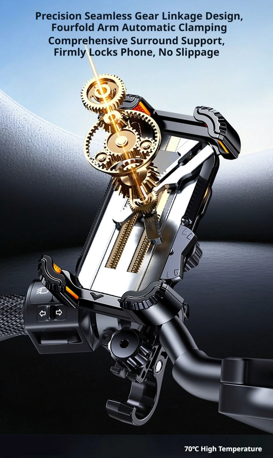 Stoßdämpfende Motorrad-Handyhalterung 360° ° Drehbarer Fahrrad-Handyhalter für 4,7-7,2 Zoll Smartphones – Detail 4