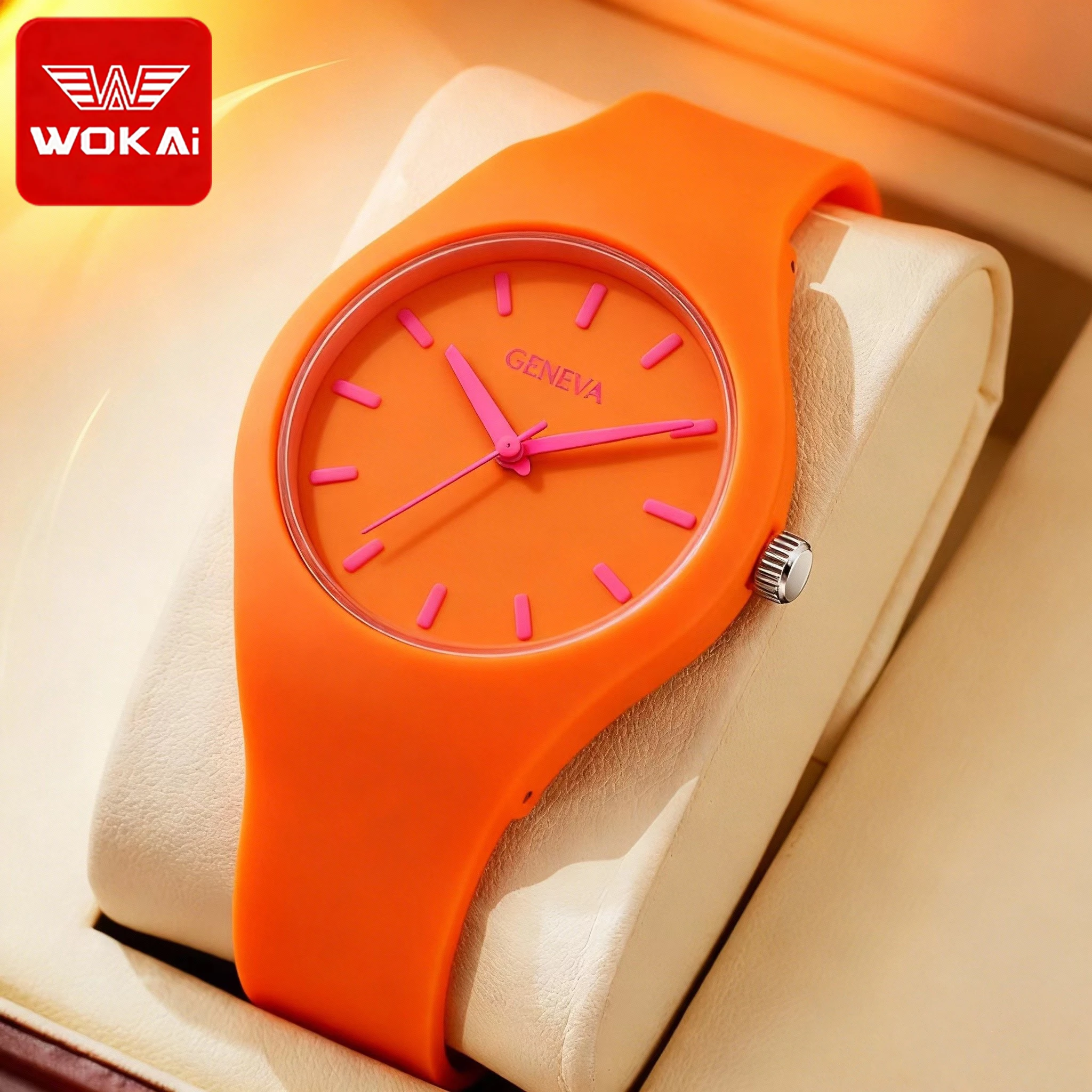 

WOKAI fashionable casual women environmentally friendly silica gel quartz watch student girl simple wind jelly clock retro