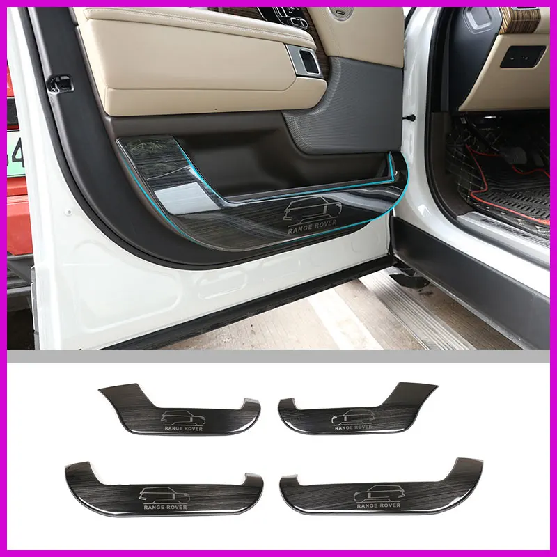 4 Pcs Car Door Sill Protection Strip (Extended Version) Door Trim Brushed Black For Land Rover Range Rover Vogue 2018-2020