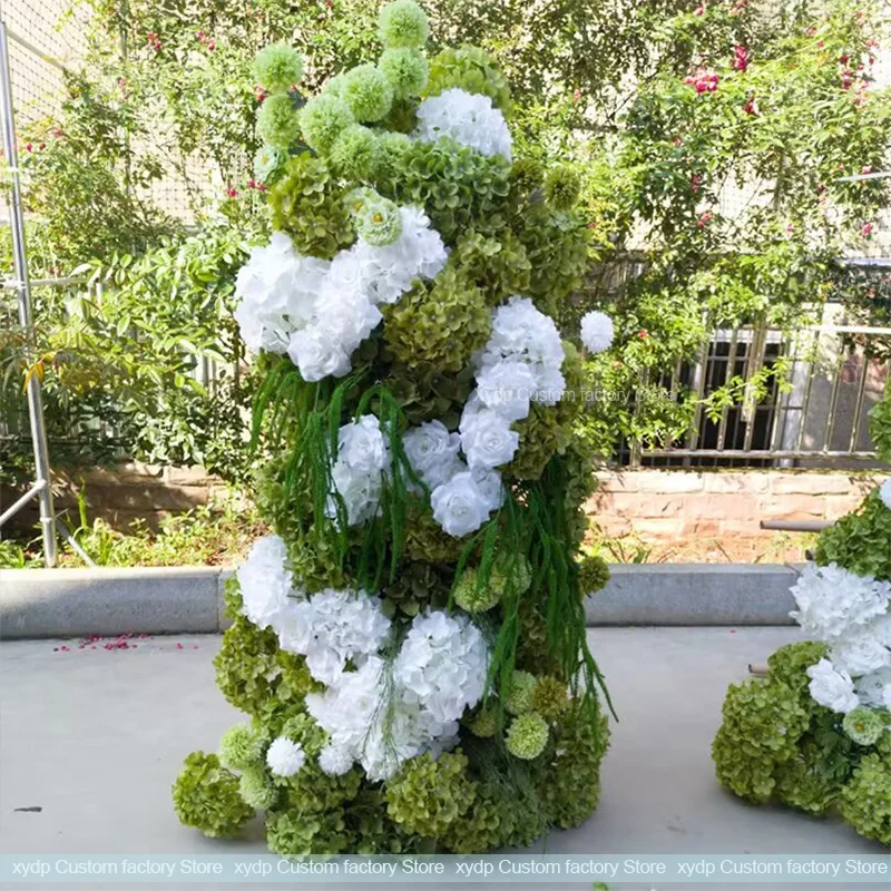 5D Weiße und grüne Hortensien, künstliche Amaranthus-Blumenarrangements für Event-Hochzeits-Hintergrund, KT-Board-Dekoration, Blumenbühnen-Blumen – Detail 6