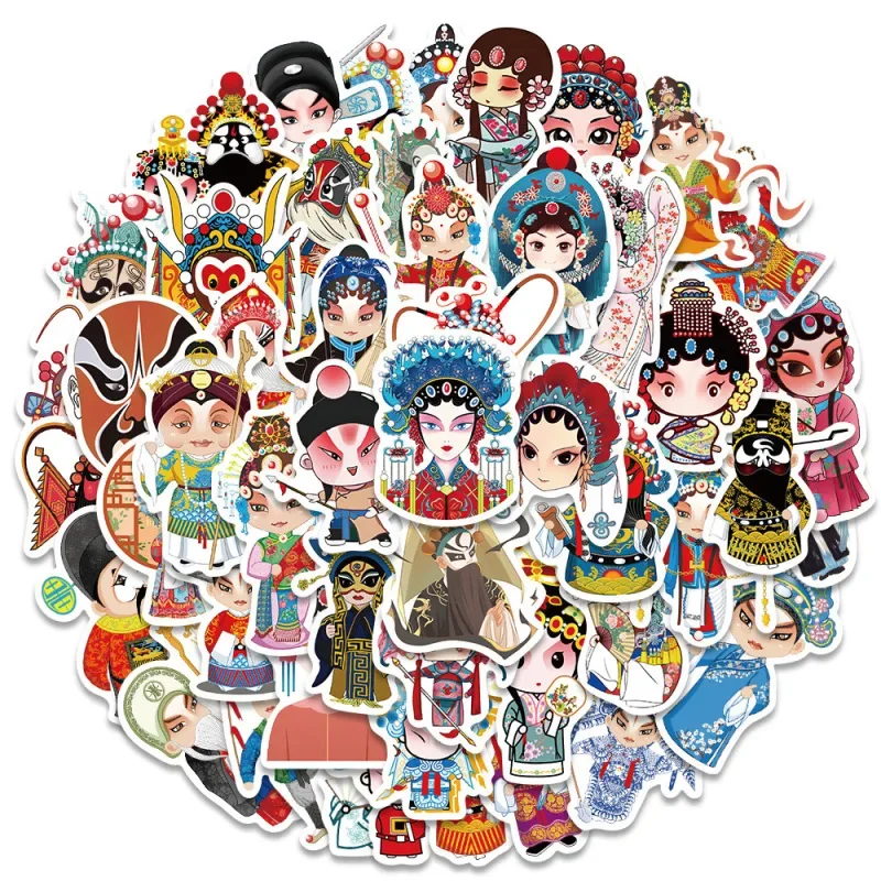 

10/25/50Pcs Chinese National Peking Opera Characters Cartoon Stickers Graffiti Decals Waterproof Sticker