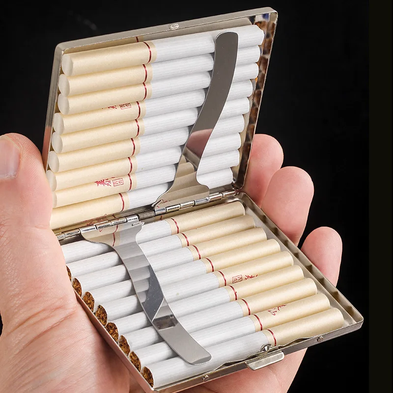 

Luxury Cigarete Case Creative Metal Portable Tobacco Case Holds 18 Cigarettes Stylish Cigarette Pack Box Men