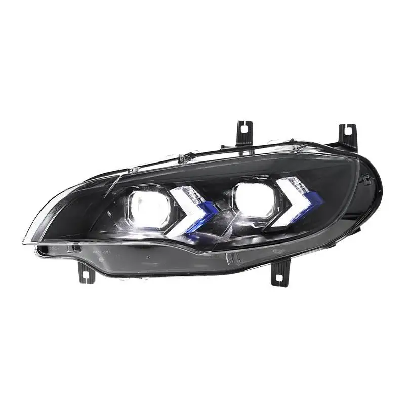 For BMW X6 E71 Headlight Assembly 2008-2014 Models Modified With New Arrow-Shaped Dual-Color LED DRL And Projector Lenses