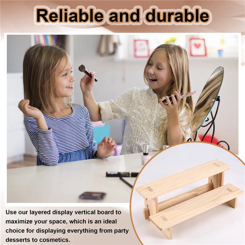 

A03F-Two-Story Wooden Display Stand, Perfume And Cosmetics Desktop Stand, Also Suitable For Kitchen Utensils.