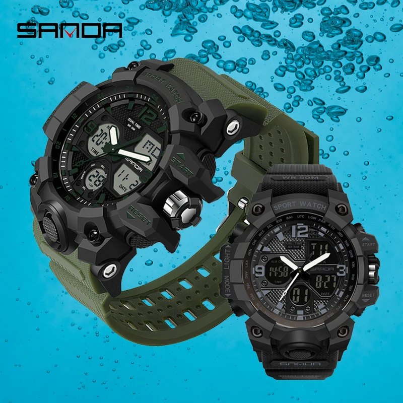 

SANDA 6030 942 New Outdoor Men And Women Sport Couples Watch Waterproof Lover's Digital Watches Fashion Casual Led WristWatches