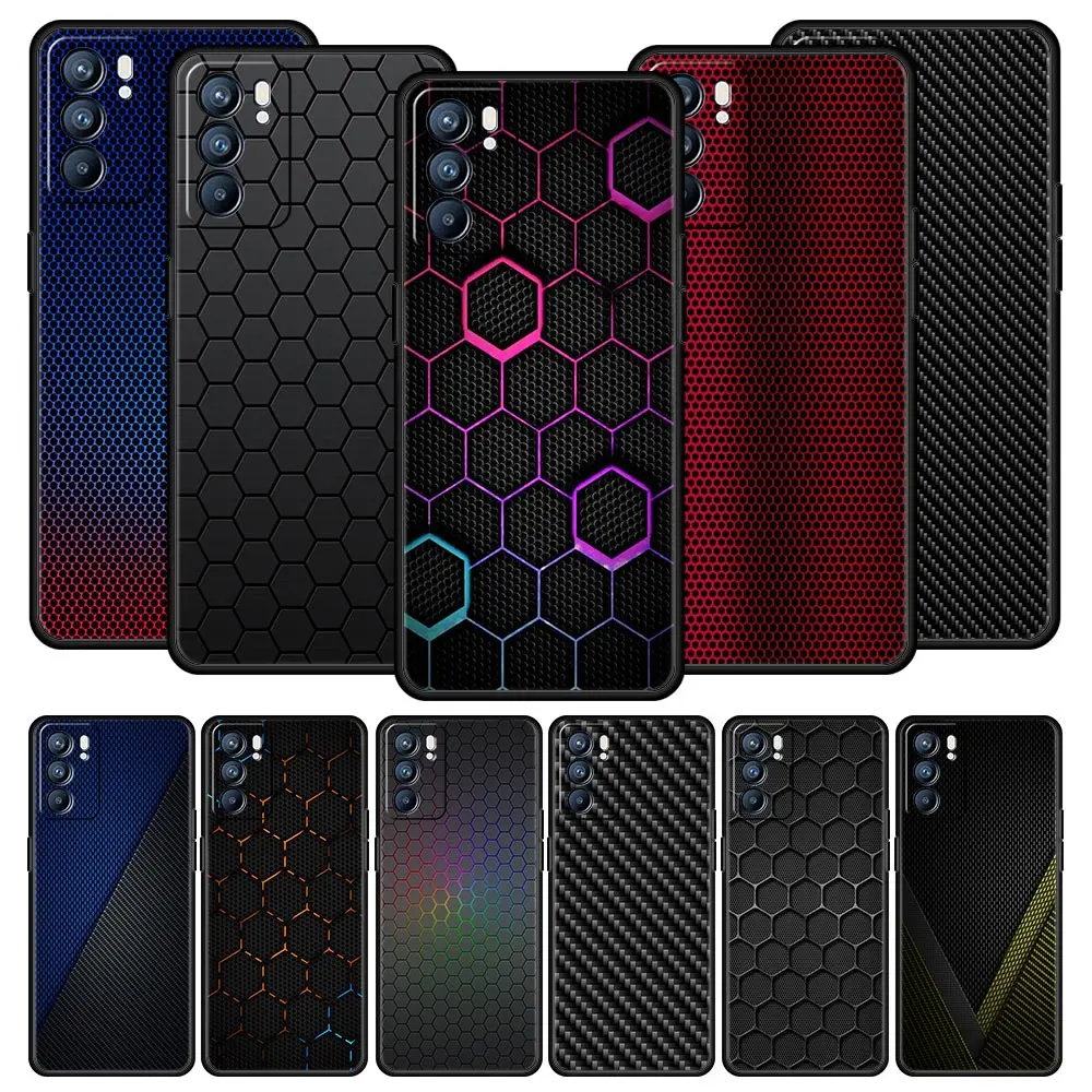 Carbon Fiber Case For Oppo Find X6 Pro X5 A54 A53 A52 A9 2020 A15 A95 A17 A16 A76 A74 A57 Reno7 Reno6 Pro Plus 5G Black Cover