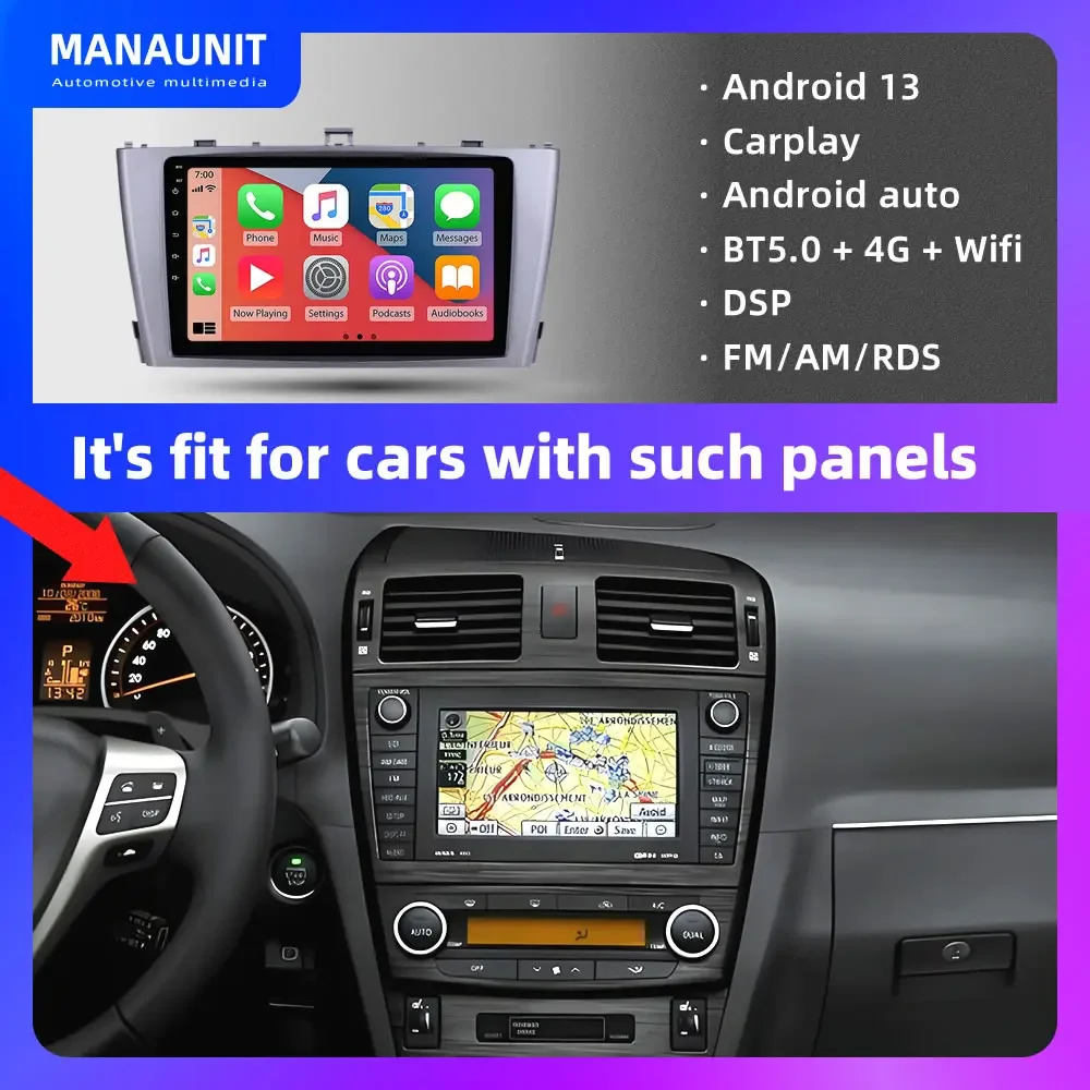 For Toyota Avensis T27 2009-2015 Car Multimedia Player,Carplay,Android Auto,Radio,Navigation,GPS,Stereo,Head Unit,DVD,BT5,4G