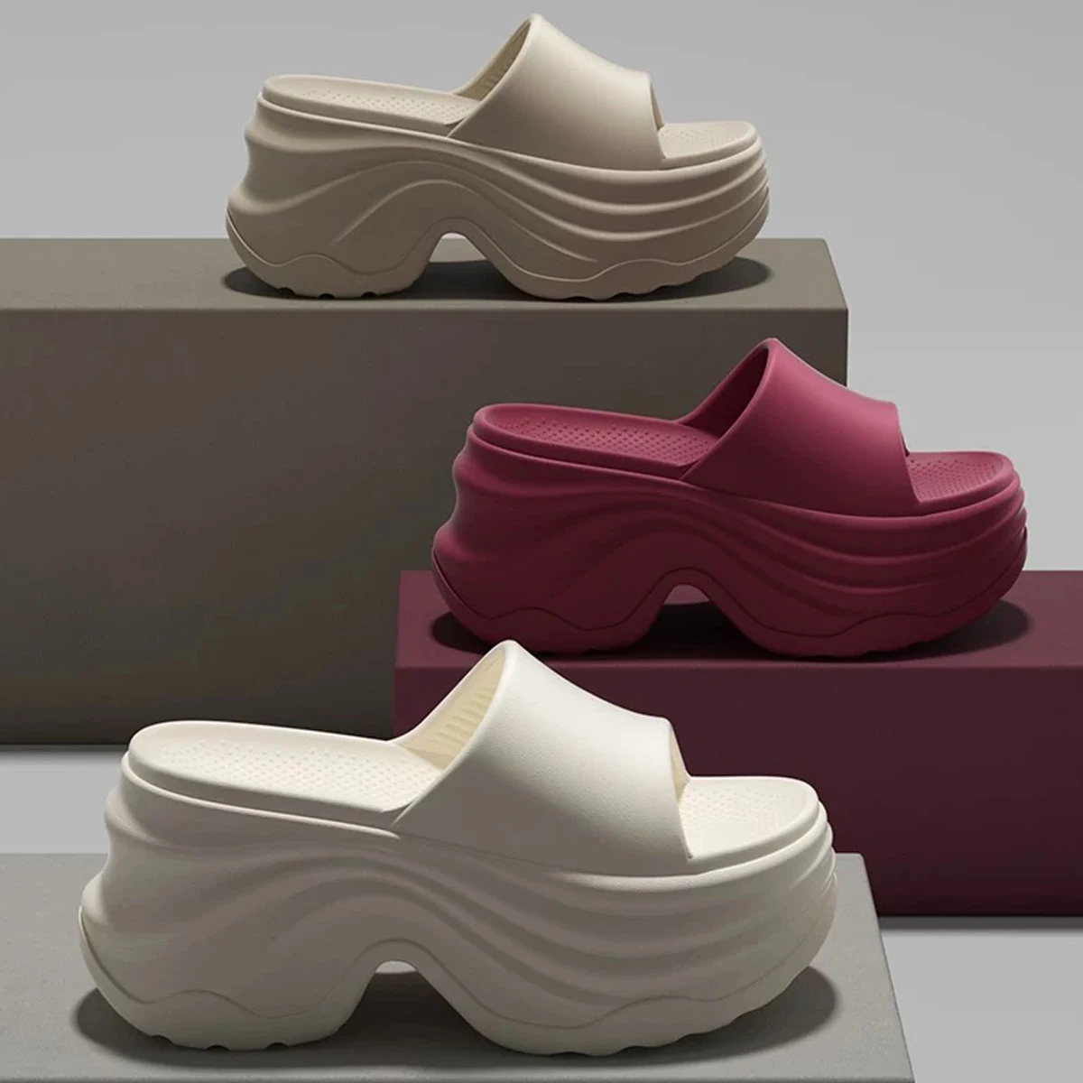 Women's outer wear height-increasing thick-soled EVA anti-slip sandals fashionable women's high-heeled slippers image 5