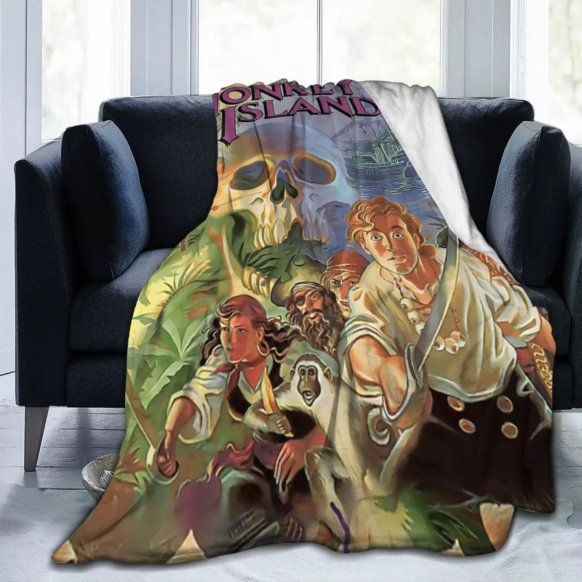 Throw Blanket The Secret Of Monkey Island Micro Fleece Blanket Four Sizes Customizable Warm For Camping AntiPilling Blanket