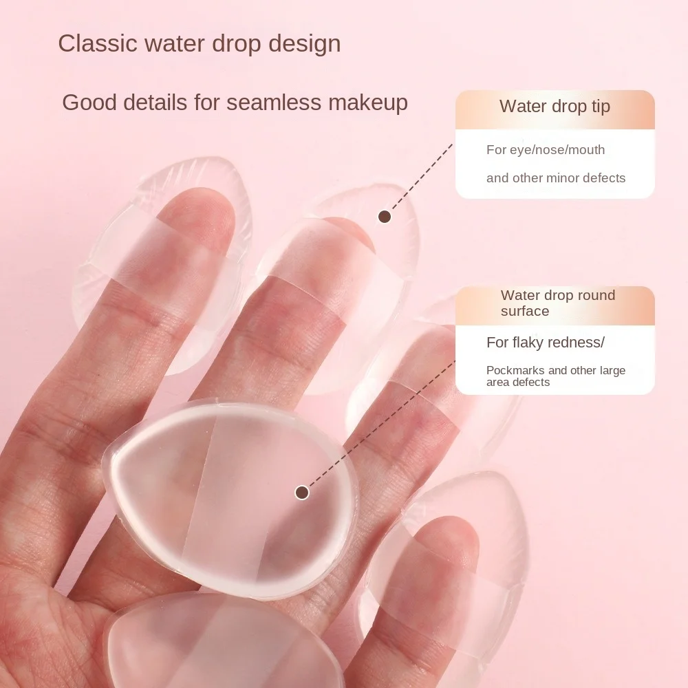 Mini bouffée de poudre en Silicone pour le bout des doigts, transparente, sans poudre, cosmétique, outil de maquillage réutilisable, bouffante de gelée, 6 pièces