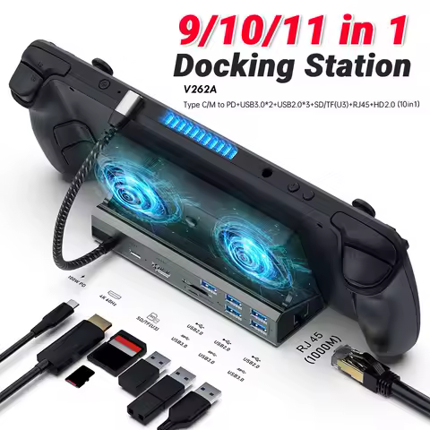 New 11/10/9 In 1 USB-C Docking Station for Steam Deck Game Dock Console Hub Gigabit Ethernet 1000Mbps Dock Stand for Steam Deck