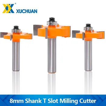 8 milímetros Shank Tipo T de Madeira Fresa Fresa Com Rolamentos de Grau Industrial Router Bit para Carpintaria Ferramenta 1PC