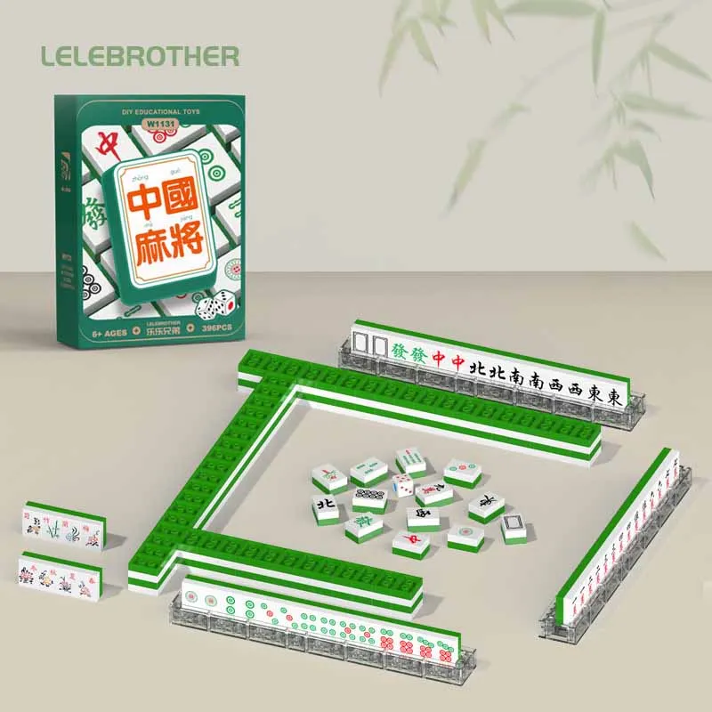 Mini Chinese Mahjong Toys Fun Family Party Table Games Four-Player Match Game Toys DIY Assembled Building Blocks Mahjong Toys