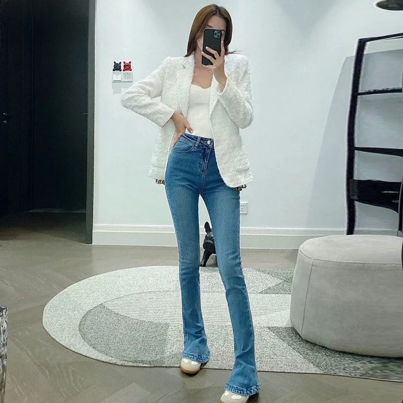 

Elongating Leg-Lengthening Skinny Jeans Women's High Waist Cotton Stretch Denim Bootcut Pants Fall Winter New Style