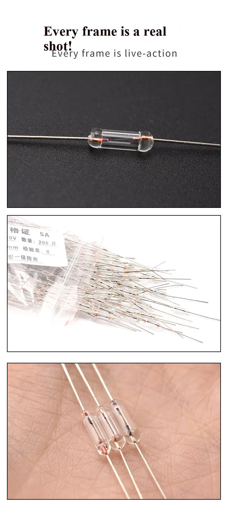200 Stück 3 * 10MM Glasrohrsicherungen mit Lötansätzen 250V F0.5A 1A 2A 3A 5A Umweltfreundlich Schnell auslösend – Detail 4