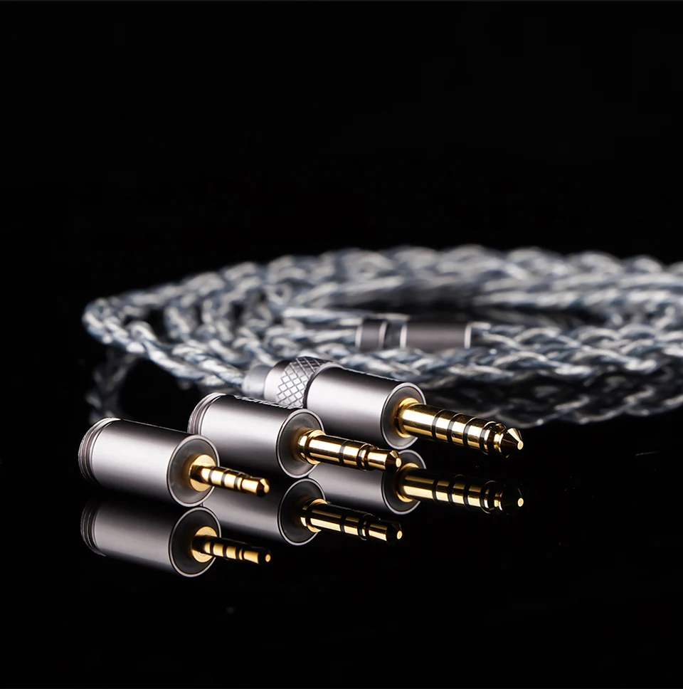 NICEHCK BlueLuna versilberte OFC flache 2-polige HiFi-Kopfhörer-Upgrade-IEM-Kabel 3-in-1 abnehmbare Stecker für HIMALAYA NX8 DaVinci – Detail 11
