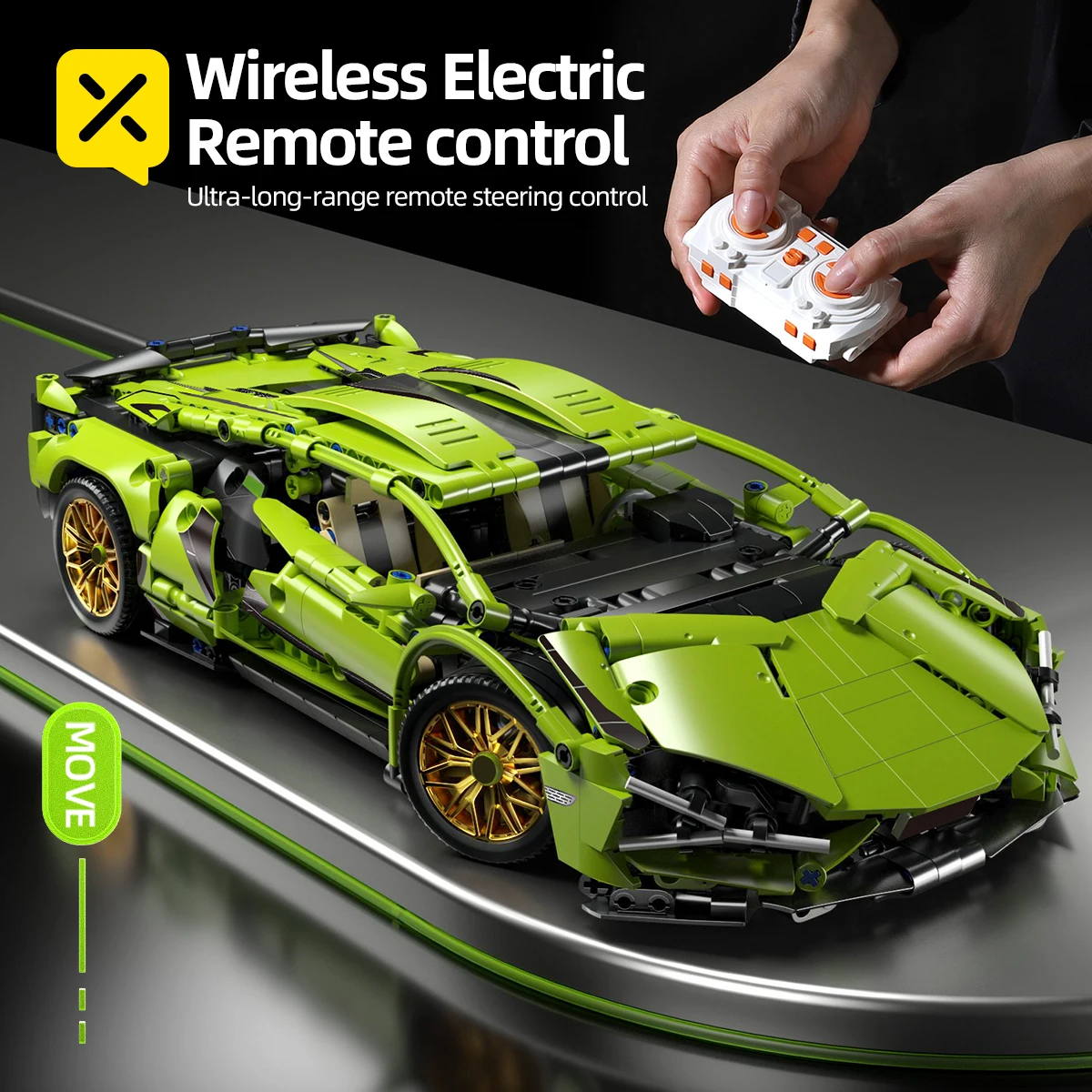 

1:14 Remote Control Supercar Style Building Blocks Car 913PCS Technic Racing Vehicle Toy with Wireless RC Car for Kids & Adults