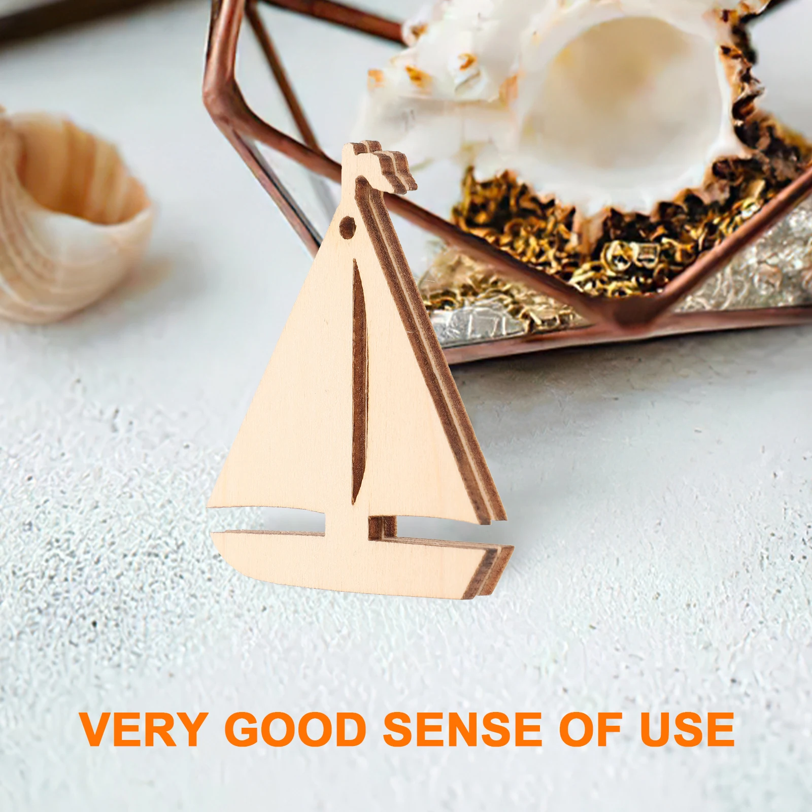 

50 Pcs DIY Gifts for Wood Chips Ocean Style Crafts Pendant Tag Material Wooden to Paint Sailboat Graffiti Cutouts Shape