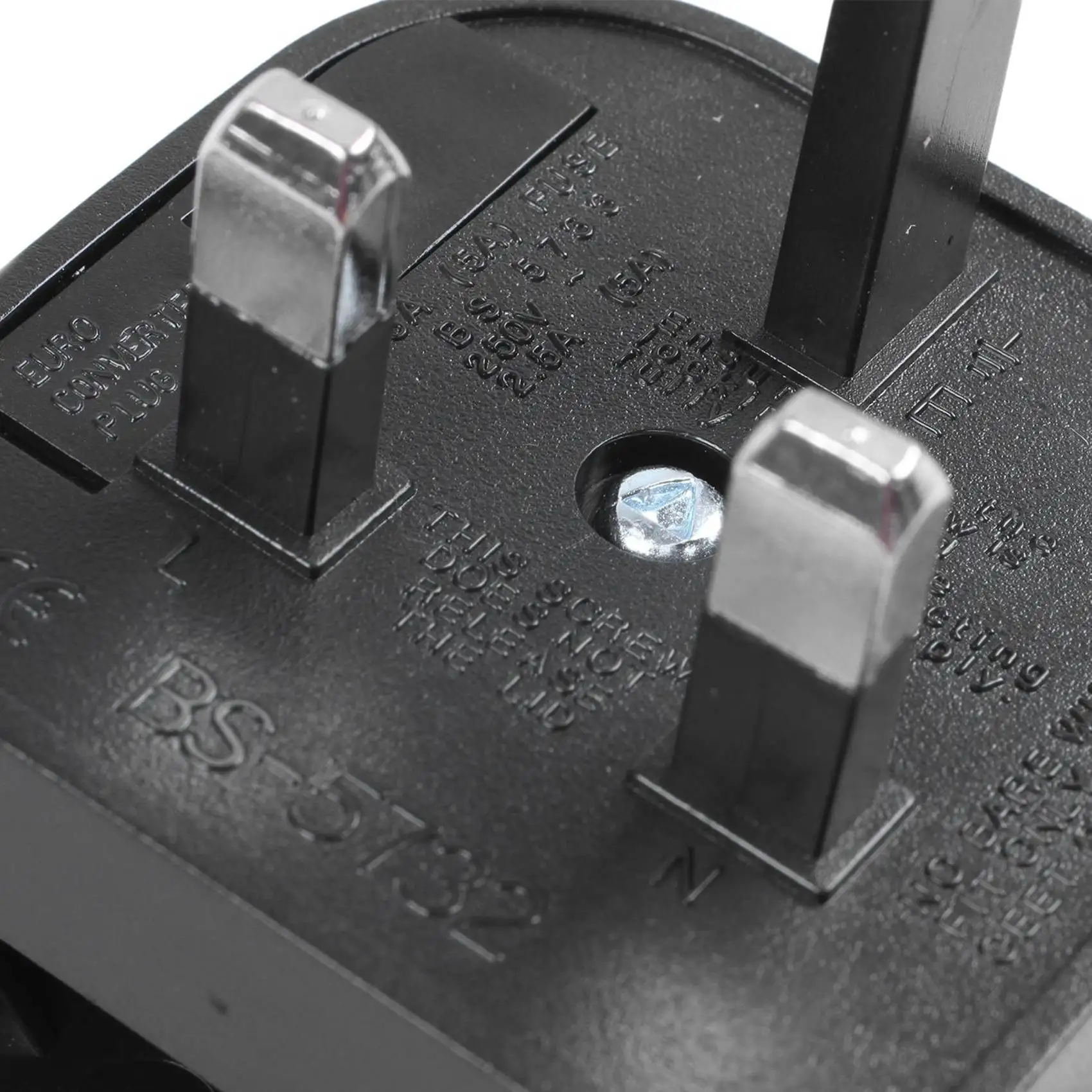 N15R-2X Euro 2 Pin To 3 Pin Converter Plug Adapter Black