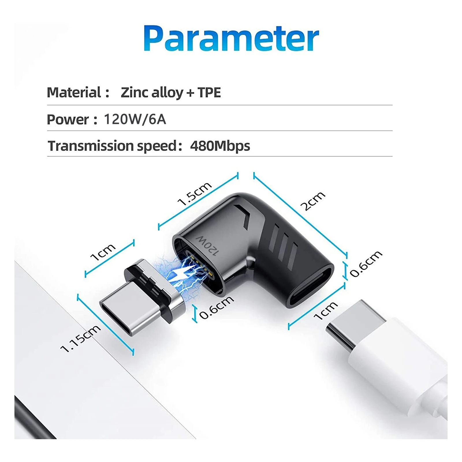 PD 120 واط نوع C إلى USB C محول مغناطيسي شحن سريع كابل محول مغناطيسي USB C موصل لماك بوك باد سويتش سامسونج