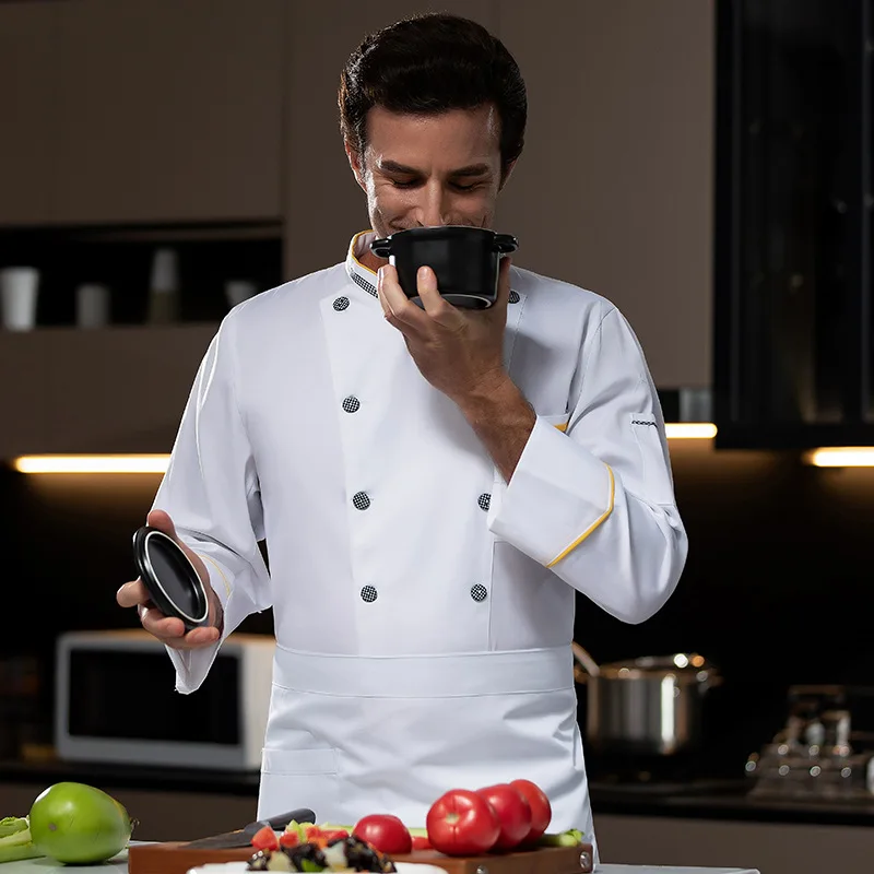 

Western Restaurant Chef Uniform Autumn Winter Outfit Catering Hotel Canteen Baker Cake Shop Work Clothes Long Sleeve