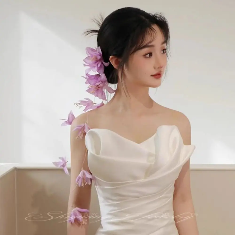 Hiasan Kepala Pengantin Rumbai Bunga Peri Gaya Perancis Elegan Hiasan Kepala Pengantin Pesta Pernikahan Perhiasan Rambut Aksesori Rambut