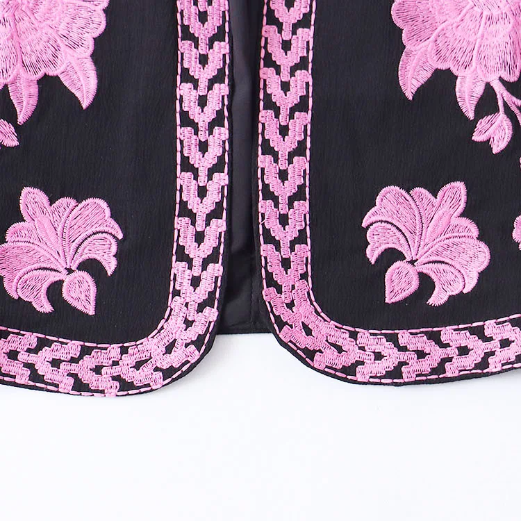 Frühling Sommer frauen Retro Farbe Blo Floral Stickerei Svel Vorne Offen Lose Abnehmen Ethnische Sle Weste Tank Top