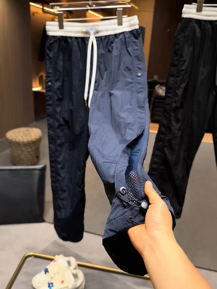 

Новые мужские легкие брюки для активного отдыха весна-лето: модные, быстросохнущие, с лоскутным дизайном, повседневные, тонкие, прямого кроя