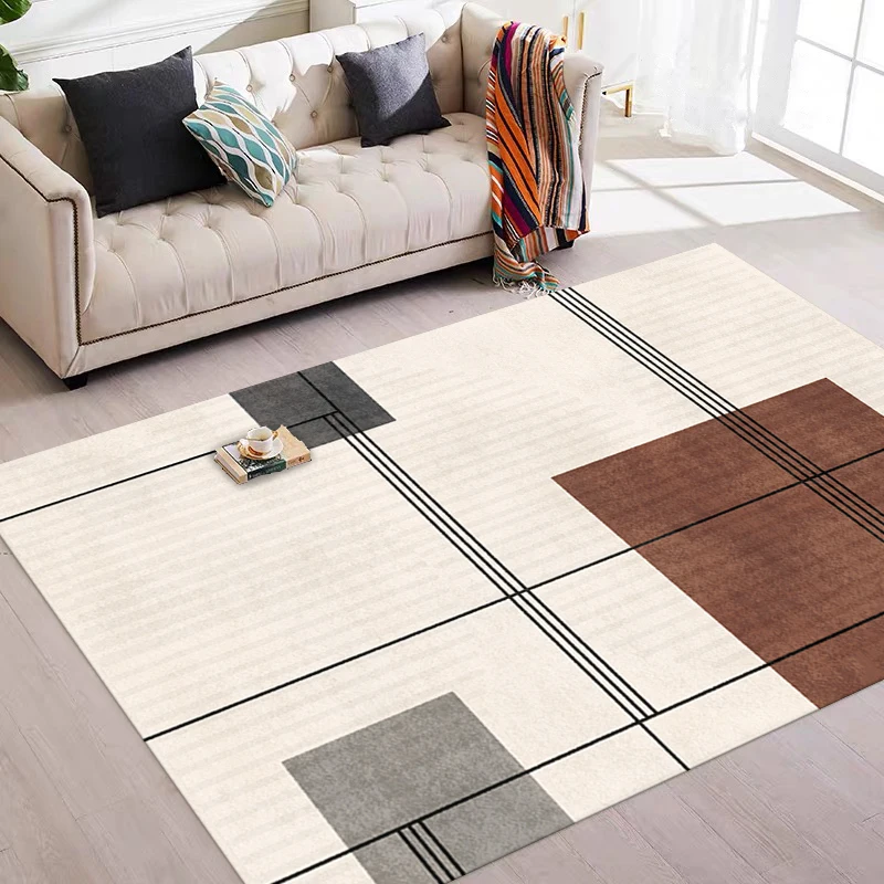 

Nordic Modern Home Superior Livingroom Large Area Rug Sofa Bedroom Bedside Simple Geometric Decorative Carpet Non-slip Floor Mat