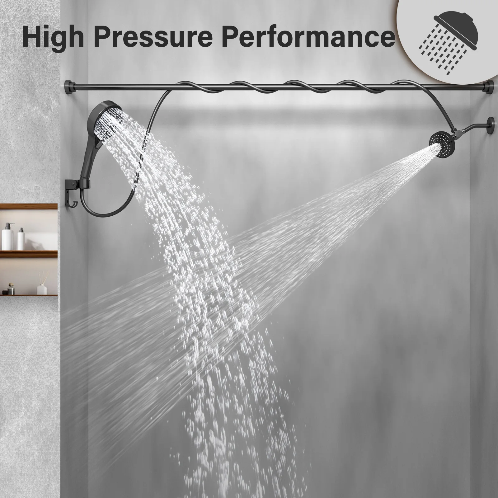 Tandem Shower Head for Couples, High Pressure Dual Shower Head, Double Shower Head for Two People, 2 Showerhead System