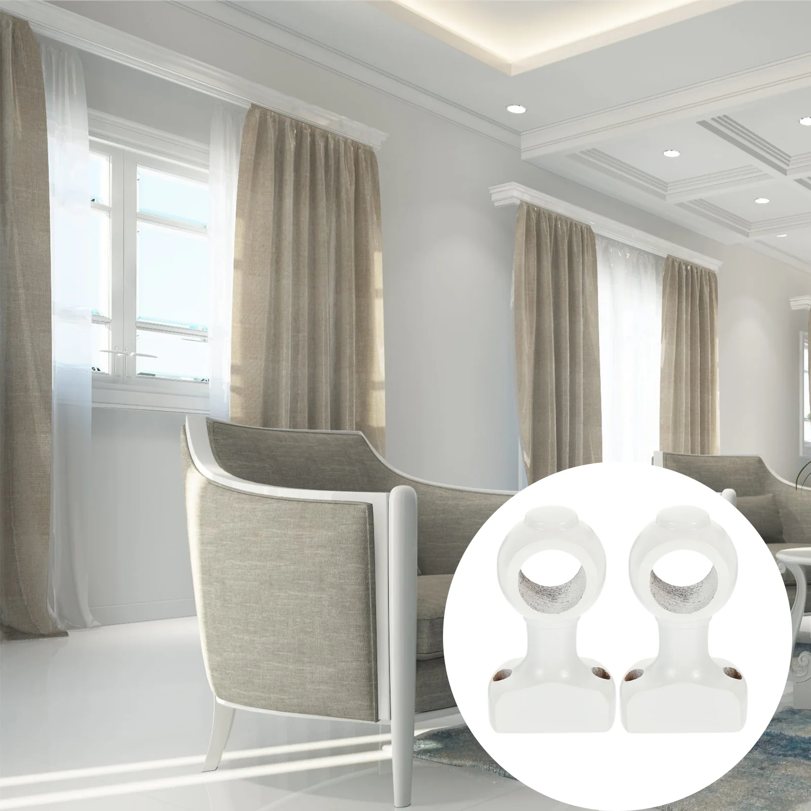 

2 Pcs Curtain Rod Bracket Clothes Hangers Brackets for Wall Wooden Holders Curtains Hooks Blind