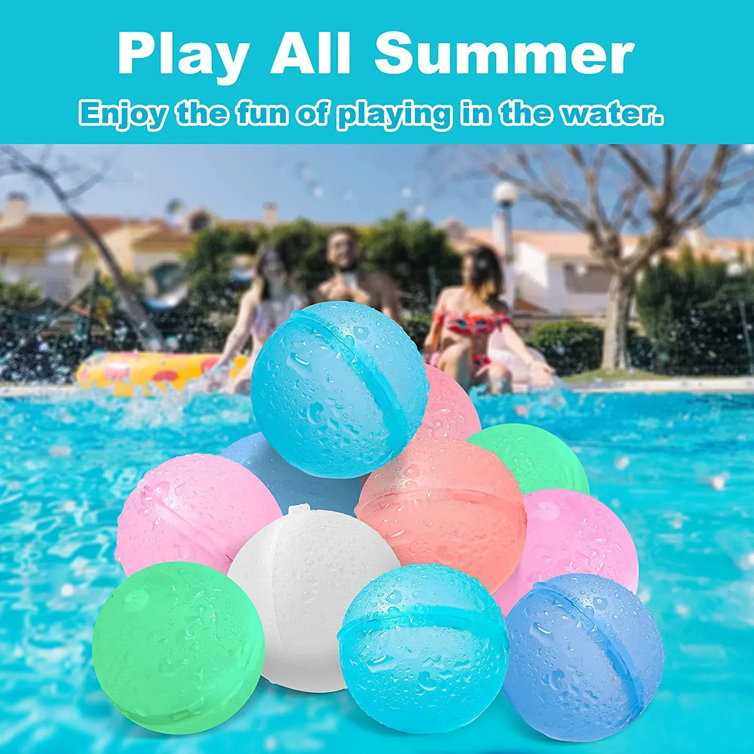 Water Splashing Silicone Balão Injeção de água, bola de explosão de água repetitiva, jogar jogo, brinquedos infantis, 5pcs por lote