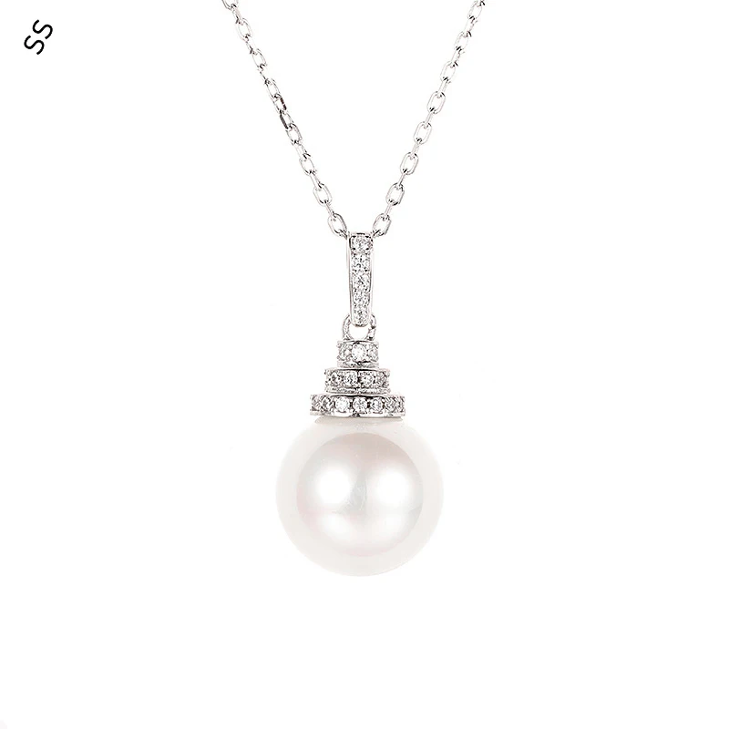 Simple Daily Wear Garment Accessory Jewelry Necklace S925 White Gemstone Silver O Chain T-shirt Decoration