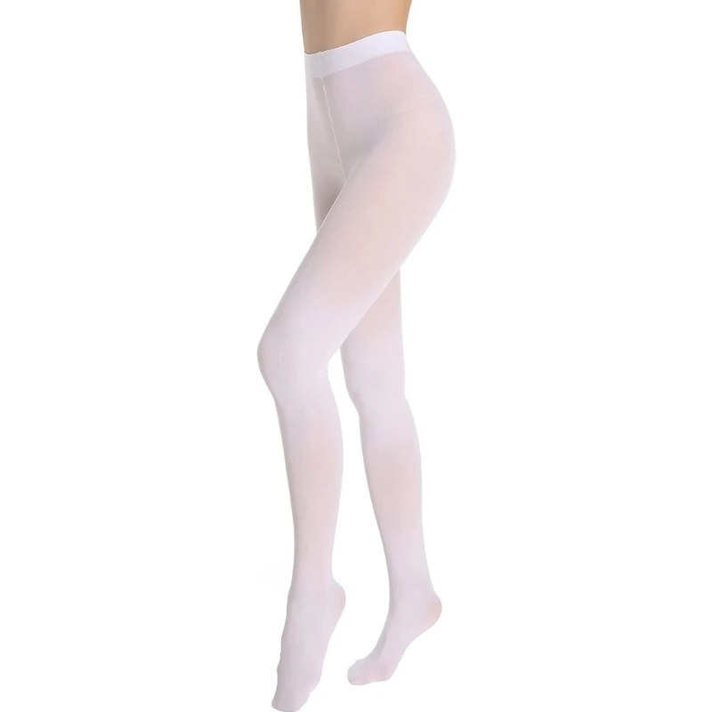Semi Opaque Footed Tights for Women Solid Colored High Elastic Run Resistant Control Top Soft Pantyhose Tights Stockings