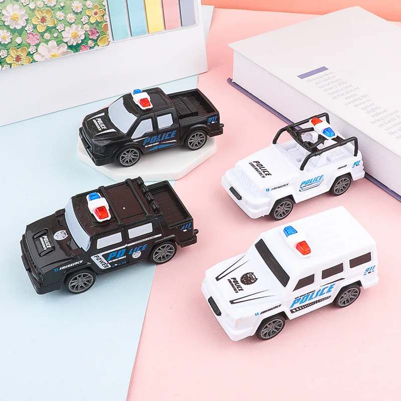 

4 шт., детская внедорожная полицейская машина, игрушка, имитация городского движения, полицейская машина, игрушки, забавная инерционная модель автомобиля с откатным механизмом, подарок для мальчика