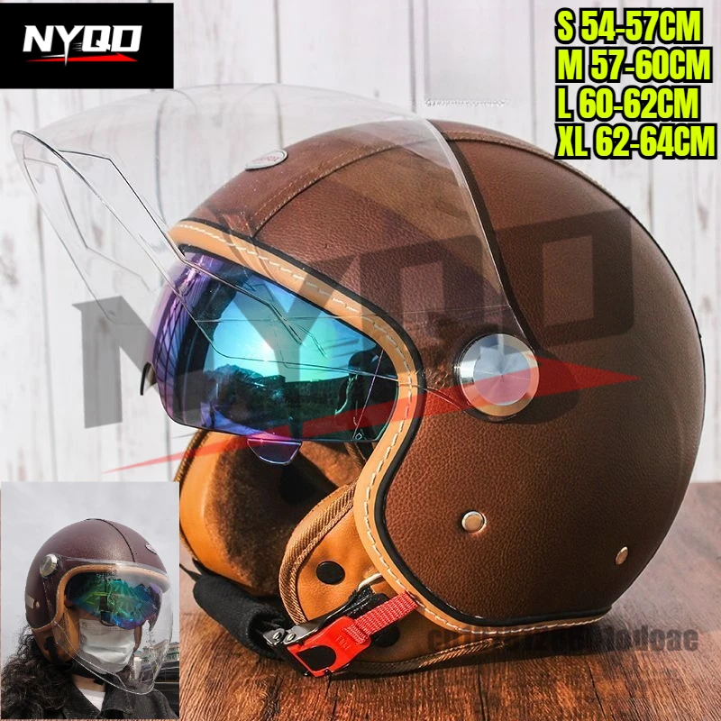 DOT visera larga cuatro estaciones 3/4 Casco de cara abierta cascos de motocicleta viseras dobles Jet Warm seguridad Casco Moto hombre mujer