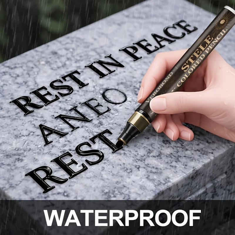 Tombstone Touch Up Paint Pen, Quick-Drying Weatherproof Restorer for Headstone & Grave Marker Repair,Summer Memorial Maintenance