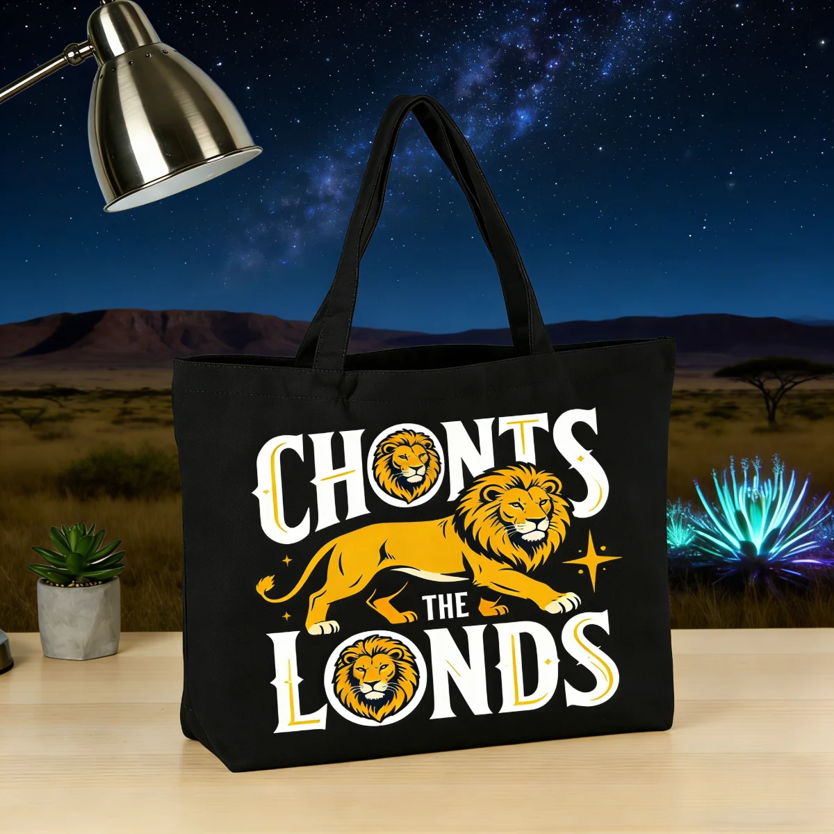 

1 шт. черная холщовая сумка с рисунком льва, ручная экологически чистая холщовая сумка, большая вместительная повседневная сумка на одно плечо