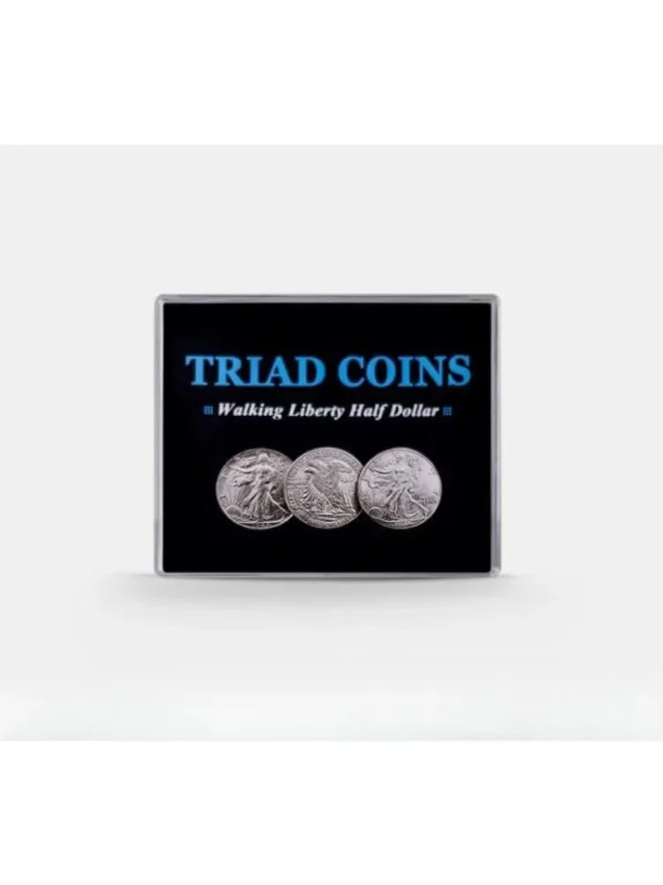 Pièces de triade (Gimmick demi-Dollar de la liberté qui marcher), désigné par Joshua Jay, tours de magie, accessoires de magie de rue, gros plan, Magia Fun