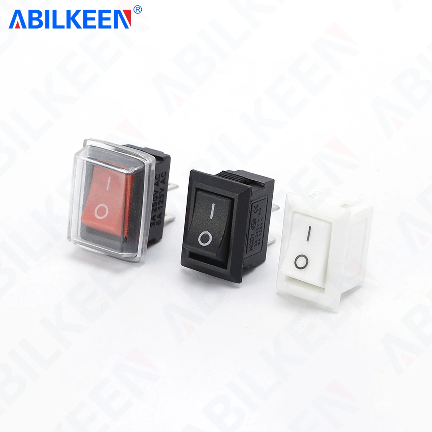 100PCS/LOT ABILKEEN KCD1 Mini Rocker Toggle Switch KCD1-101-1 ON-OFF Latching Plastic Rocker Switch with 2Pin Terminal 3A 250VAC