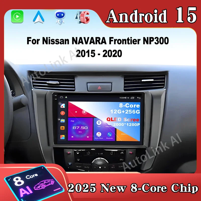

10 "Android Auto для Nissan NAVARA Frontier NP300 2015-2024 Автомобильный радиоприемник Мультимедийный видеоплеер BT GPS-навигация QLED экран