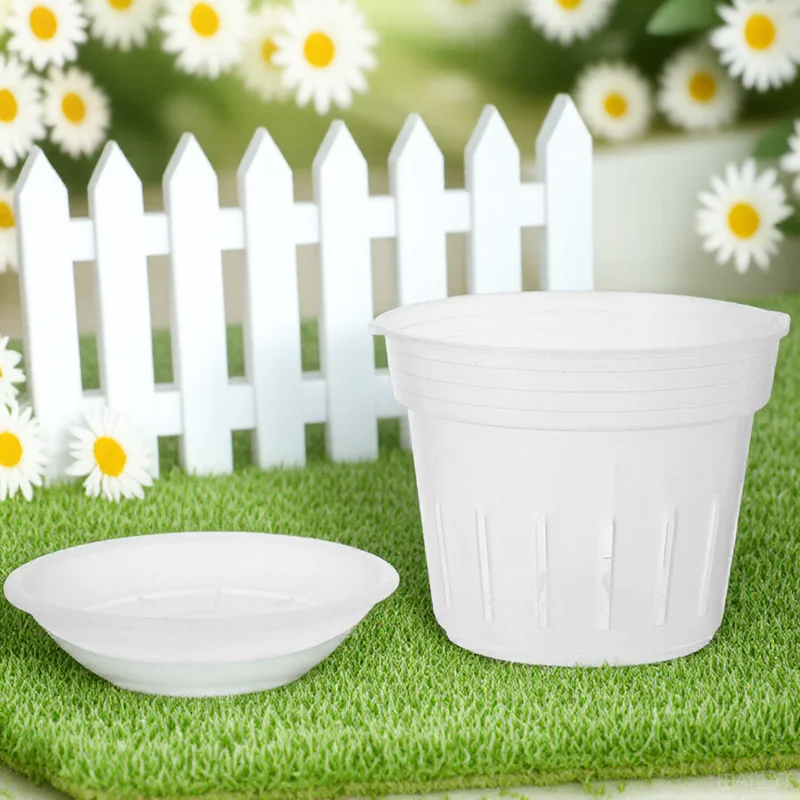 

1 Set Transparent Plastic Flower Pot With Ventilation Holes Sturdy Rounded Plant Container For Indoor Gardening Creative Nursery