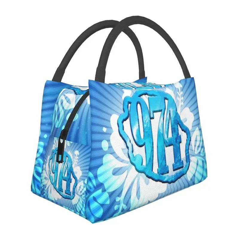 

Custom 974 Reunion Isalnd Lunch Bags Men Women Cooler Thermal Insulated Lunch Boxes for Work Pinic or Travel